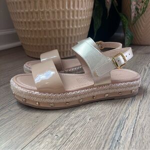 Studded Espadrilles Tan Gold Via Luna Sz 8.5 Sz 39 Boho Beach